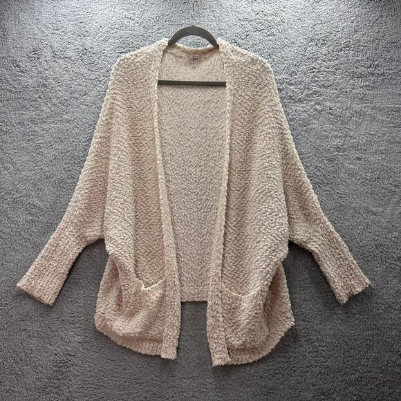 Umgee Sweaters - Umgee Medium Cream Open Front Cardigan Oversized Comfort Casual Front Pockets
